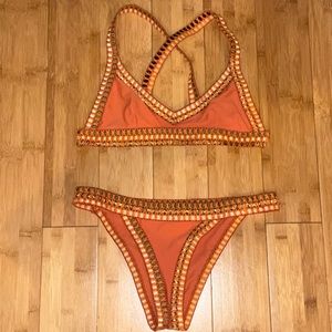 White Fox Boutique Terracotta 2 Piece Bikini - Crochet